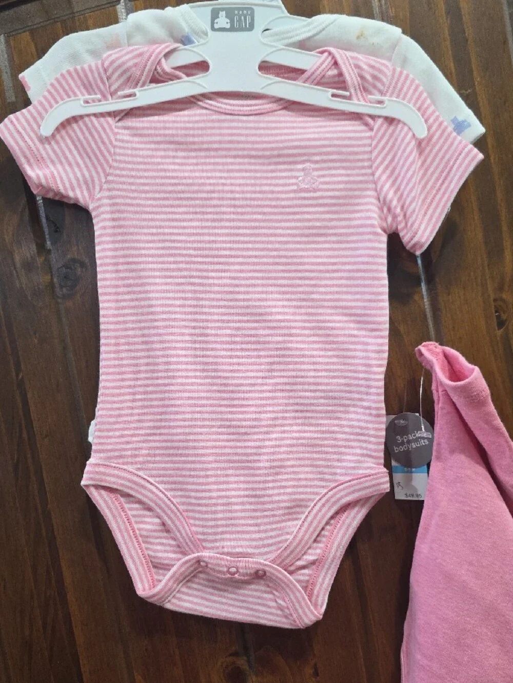 GAP Baby 3-Pack Bodysuits in White, Pink & Light Blue